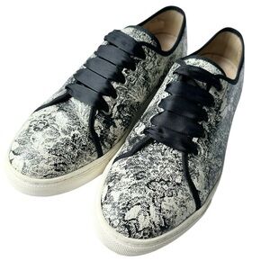 LK Bennett leather black white floral print python Bette sneakers trainers 41 10